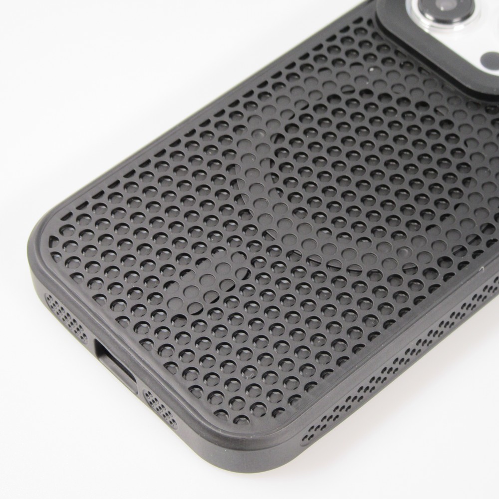 Coque iPhone 15 Pro Max - Ultra-légère et aérée avec look grille compatible MagSafe - Noir