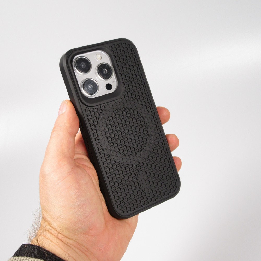 Coque iPhone 15 Pro Max - Ultra-légère et aérée avec look grille compatible MagSafe - Noir