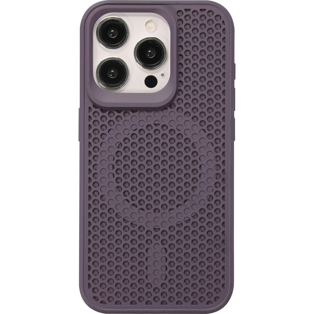 Coque iPhone 15 Pro Max - Ultra-légère et aérée avec look grille compatible MagSafe - Violet