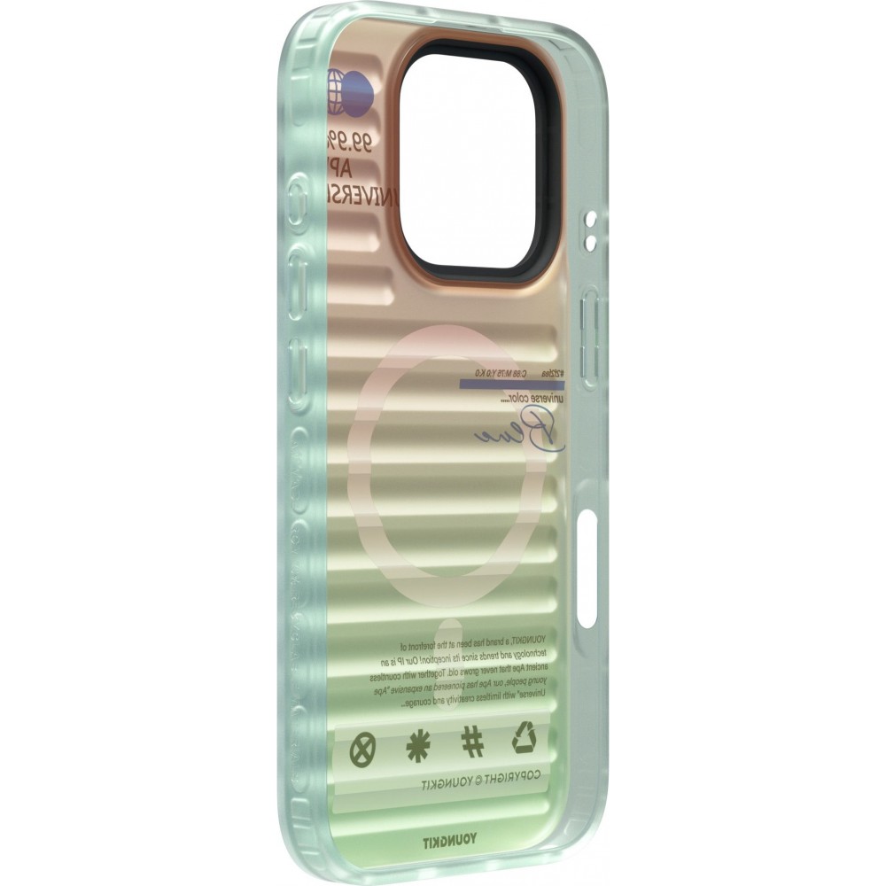 Coque iPhone 16 Pro Max - Youngkit effet irisé univers bleu avec reflets changeants - Bleu