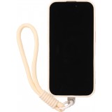 Coque iPhone 16 Pro - Silicone Soft Touch MagSafe avec vagues et lani&egrave;re - Blanc