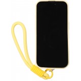 Coque iPhone 16 Pro - Silicone Soft Touch MagSafe avec vagues et lanière - Jaune