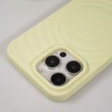 Coque iPhone 16 Pro - Silicone Soft Touch MagSafe avec vagues et lanière - Jaune