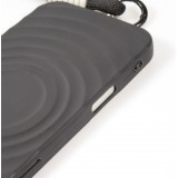 Coque iPhone 16 Pro - Silicone Soft Touch MagSafe avec vagues et lani&egrave;re - Noir