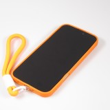 Coque iPhone 16 Pro - Silicone Soft Touch MagSafe avec vagues et lani&egrave;re - Orange