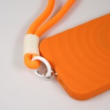 Coque iPhone 16 Pro - Silicone Soft Touch MagSafe avec vagues et lani&egrave;re - Orange