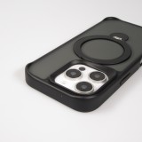 Coque iPhone 16 Pro - Transparente minimaliste avec anneau rotatif et bords renforcés - Noir