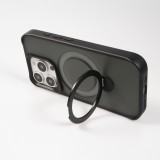Coque iPhone 16 Pro - Transparente minimaliste avec anneau rotatif et bords renforcés - Noir