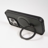 Coque iPhone 16 Pro - Transparente minimaliste avec anneau rotatif et bords renforcés - Noir
