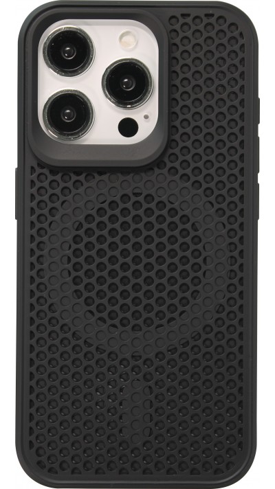 Coque iPhone 15 Pro - Ultra-légère et aérée avec look grille compatible MagSafe - Noir