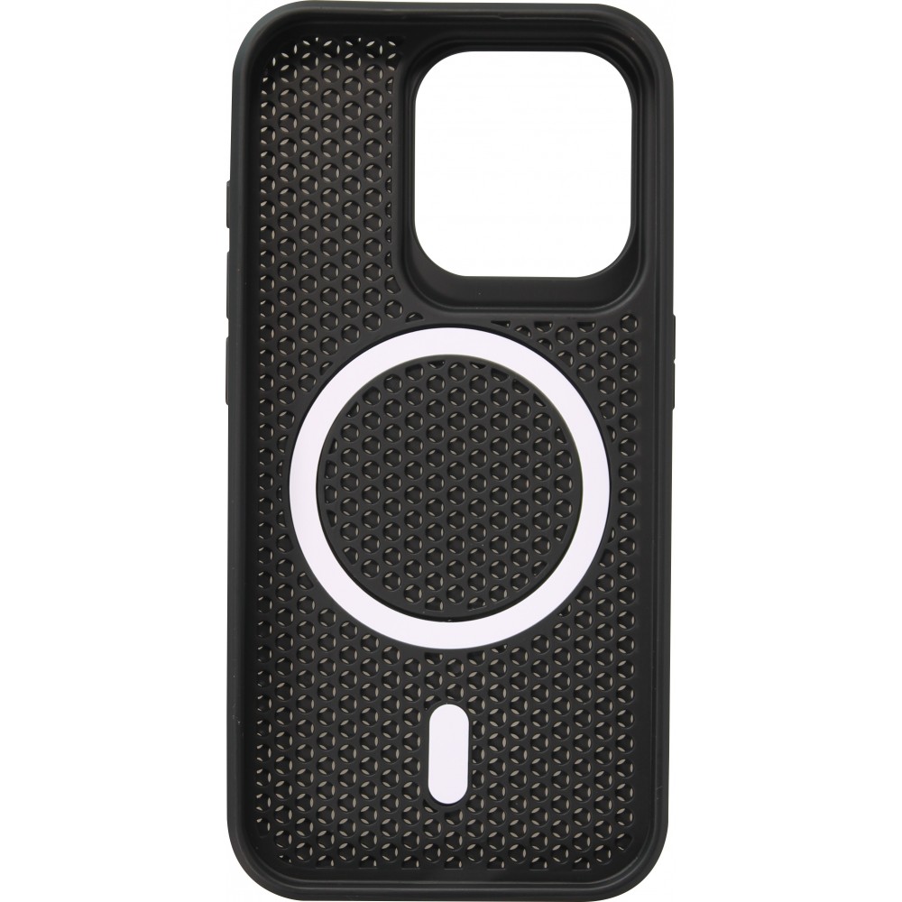 Coque iPhone 15 Pro - Ultra-légère et aérée avec look grille compatible MagSafe - Noir