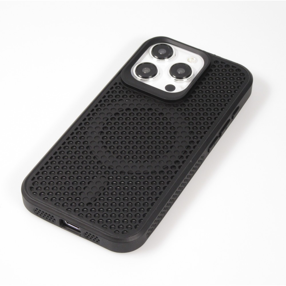 Coque iPhone 15 Pro - Ultra-légère et aérée avec look grille compatible MagSafe - Noir