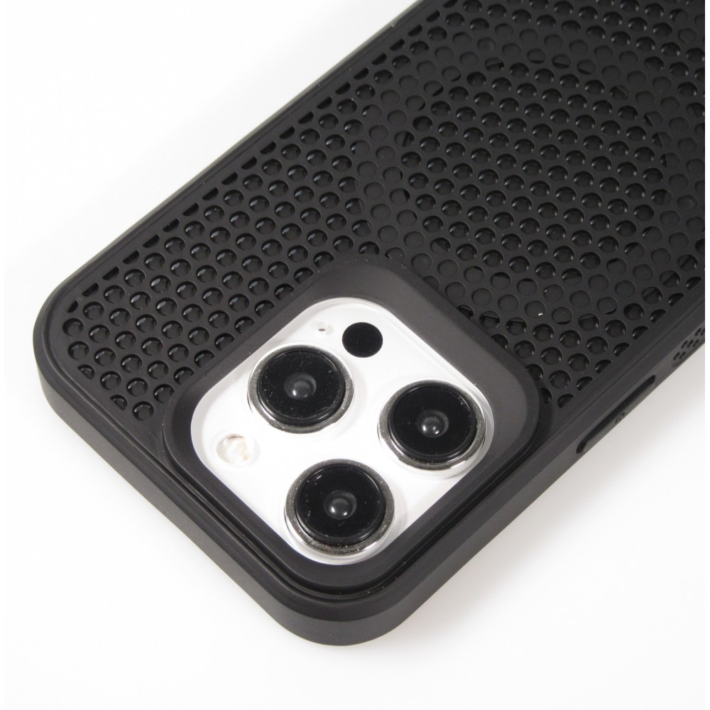 Coque iPhone 15 Pro - Ultra-légère et aérée avec look grille compatible MagSafe - Noir