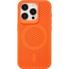 Coque iPhone 15 Pro - Ultra-légère et aérée avec look grille compatible MagSafe - Orange