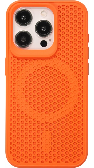 Coque iPhone 15 Pro - Ultra-légère et aérée avec look grille compatible MagSafe - Orange