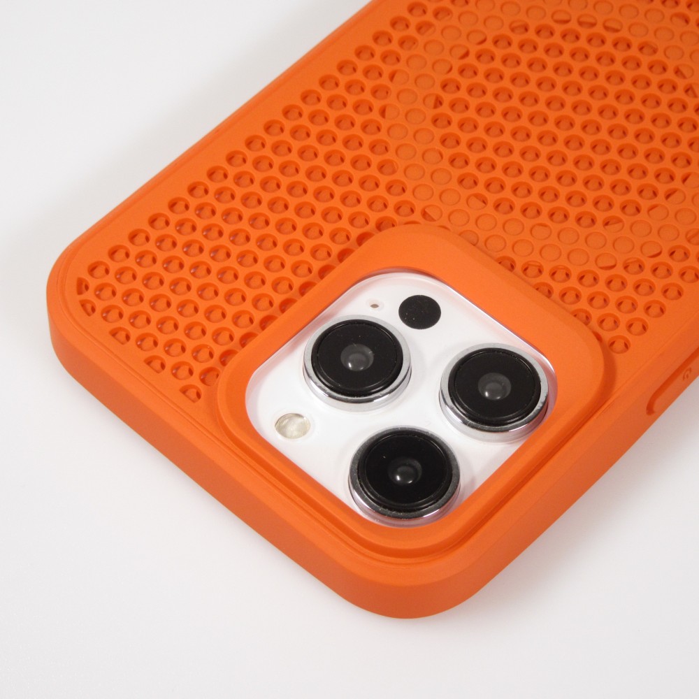 Coque iPhone 15 Pro - Ultra-légère et aérée avec look grille compatible MagSafe - Orange