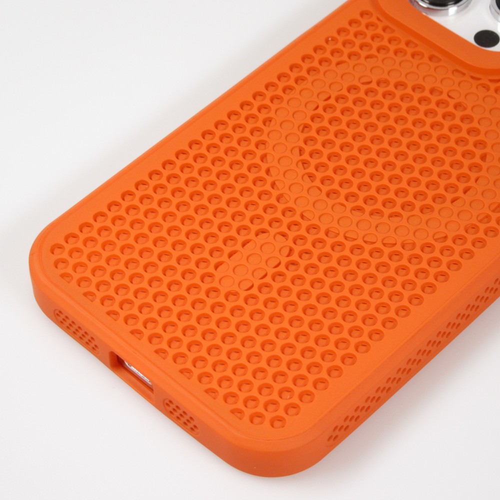 Coque iPhone 15 Pro - Ultra-légère et aérée avec look grille compatible MagSafe - Orange
