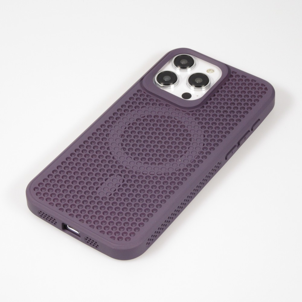 Coque iPhone 15 Pro - Ultra-légère et aérée avec look grille compatible MagSafe - Violet