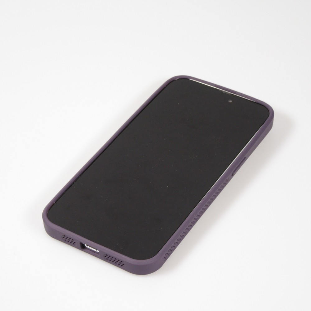 Coque iPhone 15 Pro - Ultra-légère et aérée avec look grille compatible MagSafe - Violet