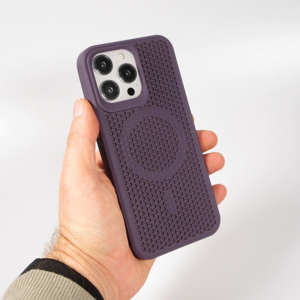 Coque iPhone 15 Pro - Ultra-légère et aérée avec look grille compatible MagSafe - Violet