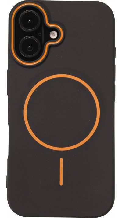 Coque iPhone 16 - Silicone MagSafe Souple Halo Light - Noir