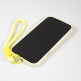 Coque iPhone 16 - Silicone Soft Touch MagSafe avec vagues et lanière - Jaune
