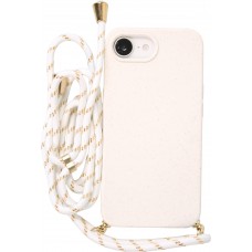 Coque iPhone 16e - Bio Eco-Friendly nature avec cordon collier - Blanc