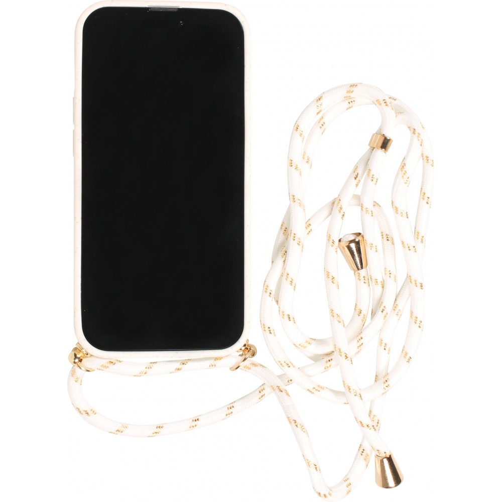 Coque iPhone 16e - Bio Eco-Friendly nature avec cordon collier - Blanc