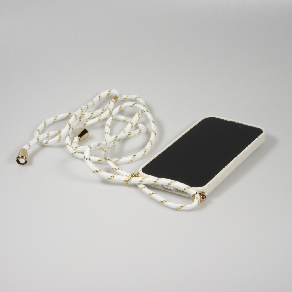 Coque iPhone 16e - Bio Eco-Friendly nature avec cordon collier - Blanc