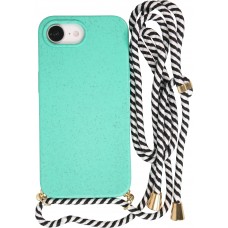 Coque iPhone 16e - Bio Eco-Friendly nature avec cordon collier - Turquoise