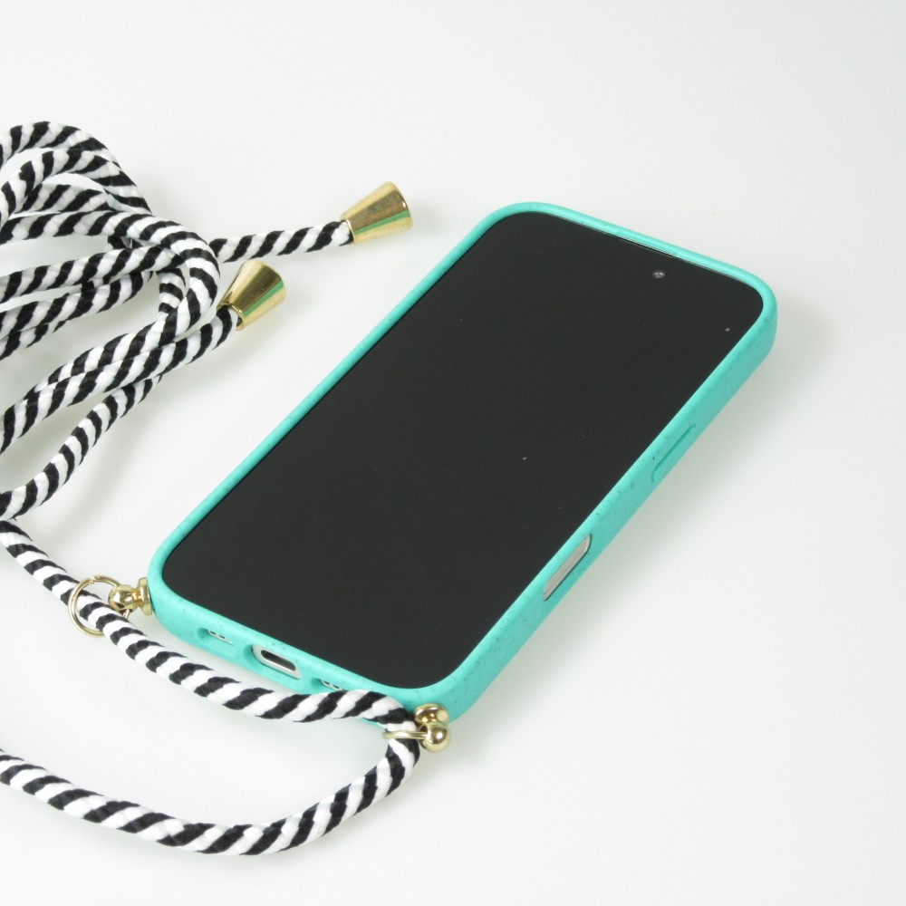 Coque iPhone 16e - Bio Eco-Friendly nature avec cordon collier - Turquoise