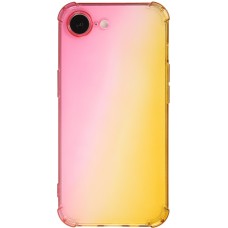 iPhone 16e Case Hülle - Gummi Bumper Rainbow mit extra Schutz für Ecken Antischock - rosa - Gelb