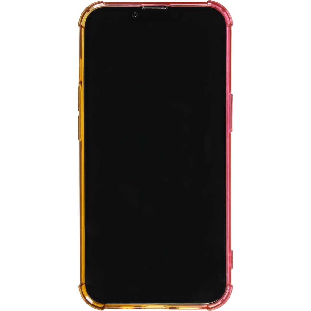 iPhone 16e Case Hülle - Gummi Bumper Rainbow mit extra Schutz für Ecken Antischock - rosa - Gelb