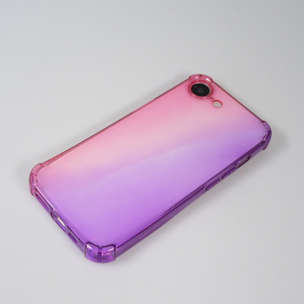 Coque iPhone 17e / 16e - Bumper Rainbow Silicone anti-choc avec bords protégés -  rose - Violet