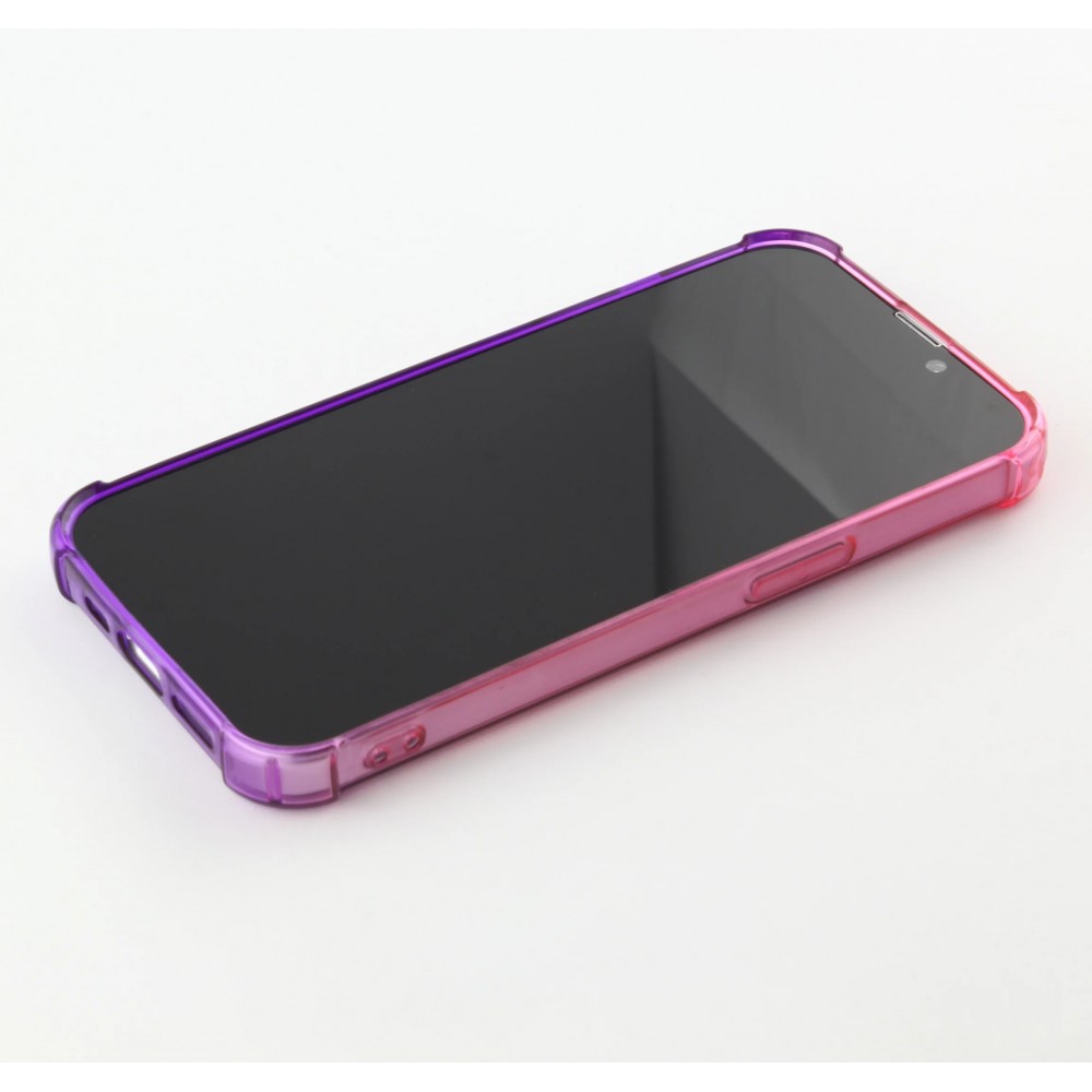 Coque iPhone 17e / 16e - Bumper Rainbow Silicone anti-choc avec bords protégés -  rose - Violet