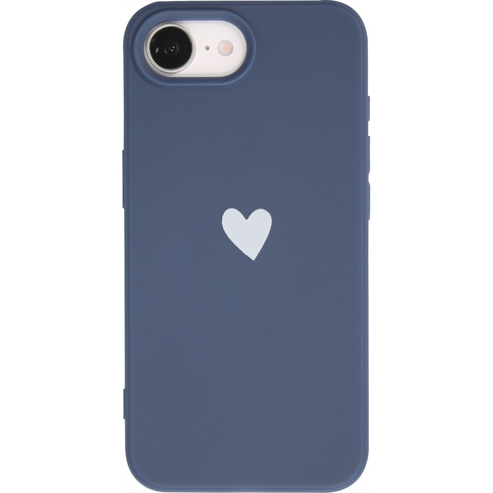 Coque iPhone 16e - Gel coeur - Bleu