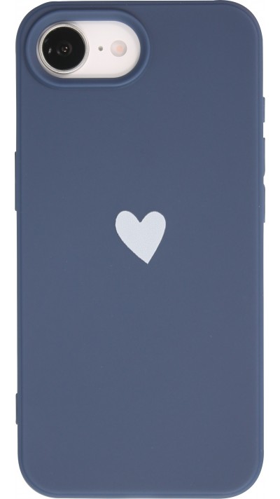 Coque iPhone 16e - Gel coeur - Bleu