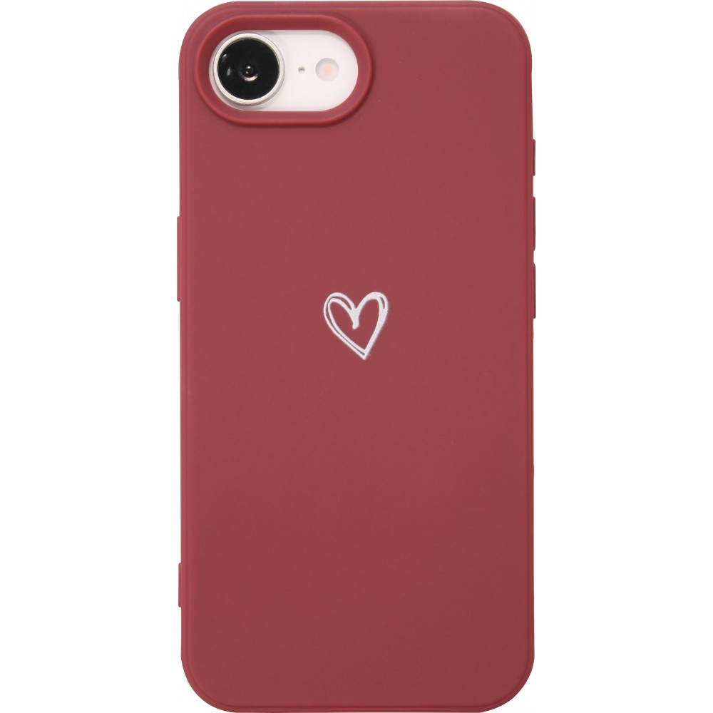 Coque iPhone 16e - Gel coeur - Rouge