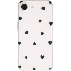 Coque iPhone 16e - Gel petit coeur transparent - Noir