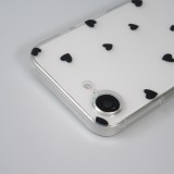 Coque iPhone 16e - Gel petit coeur transparent - Noir