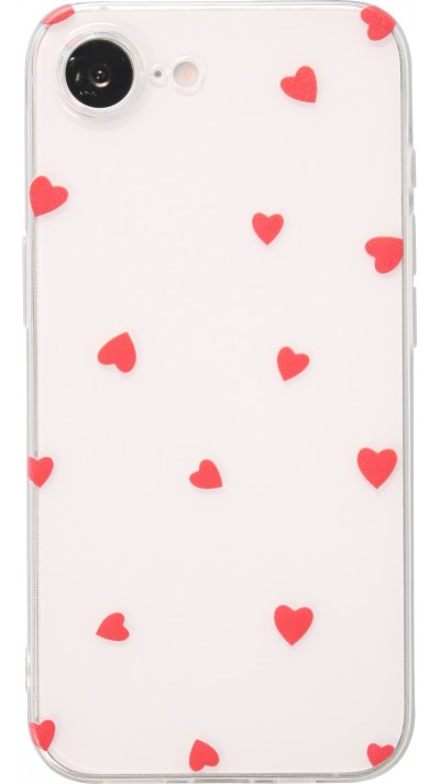 Coque iPhone 16e - Gel petit coeur transparent - Rouge