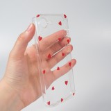 Coque iPhone 17e / 16e - Gel petit coeur transparent - Rouge