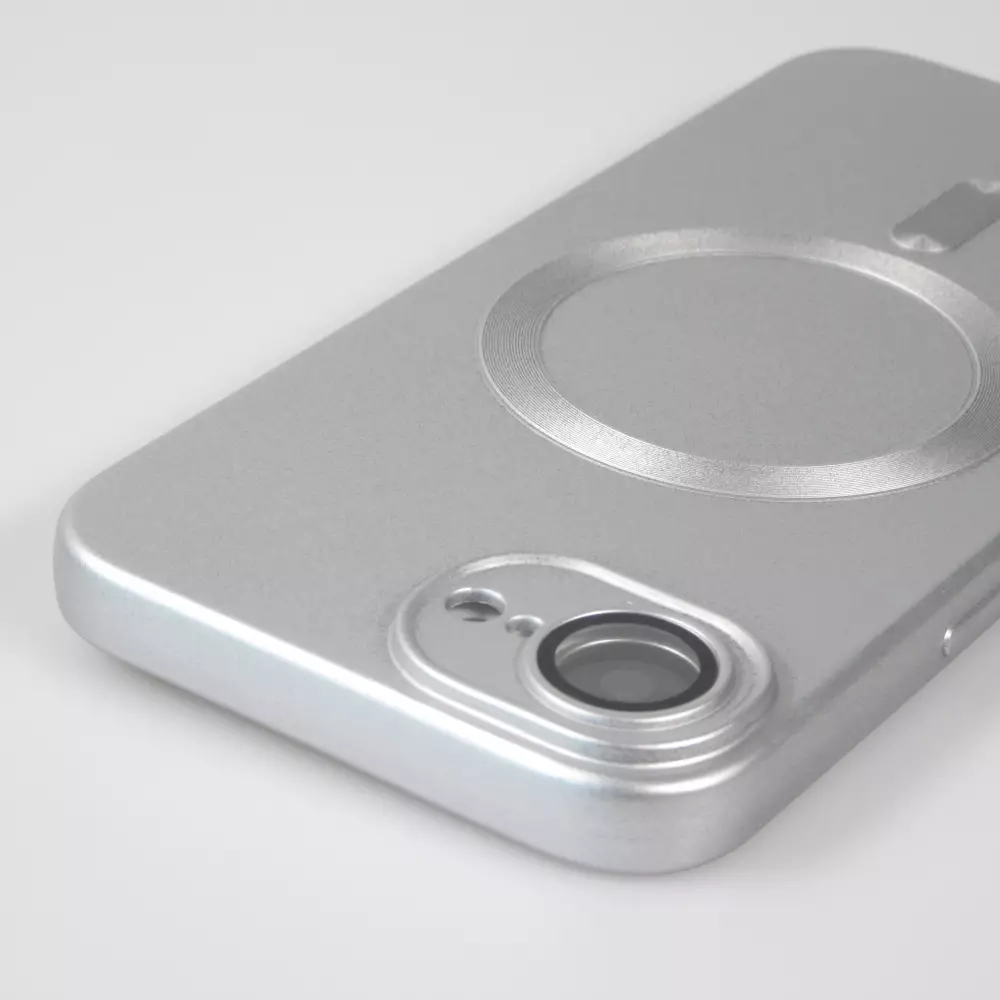 iPhone 16e Case H&uuml;lle - Gummi weich mit Kameraschutzglas MagSafe - Silber