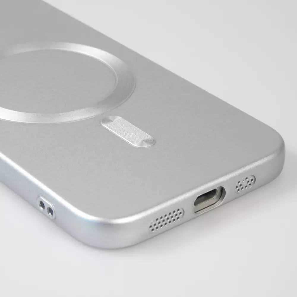 iPhone 16e Case H&uuml;lle - Gummi weich mit Kameraschutzglas MagSafe - Silber