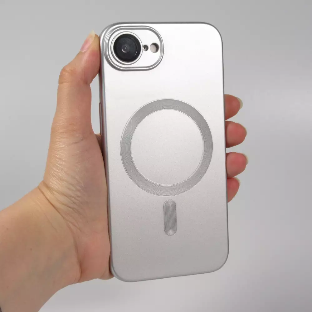 iPhone 16e Case H&uuml;lle - Gummi weich mit Kameraschutzglas MagSafe - Silber