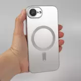 iPhone 16e Case H&uuml;lle - Gummi weich mit Kameraschutzglas MagSafe - Silber