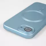 Coque iPhone 16e - Gel souple avec vitre de protection cam&eacute;ra MagSafe - Bleu