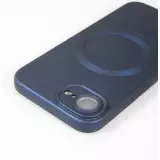 Coque iPhone 16e - Gel souple avec vitre de protection cam&eacute;ra MagSafe - Bleu fonc&eacute;