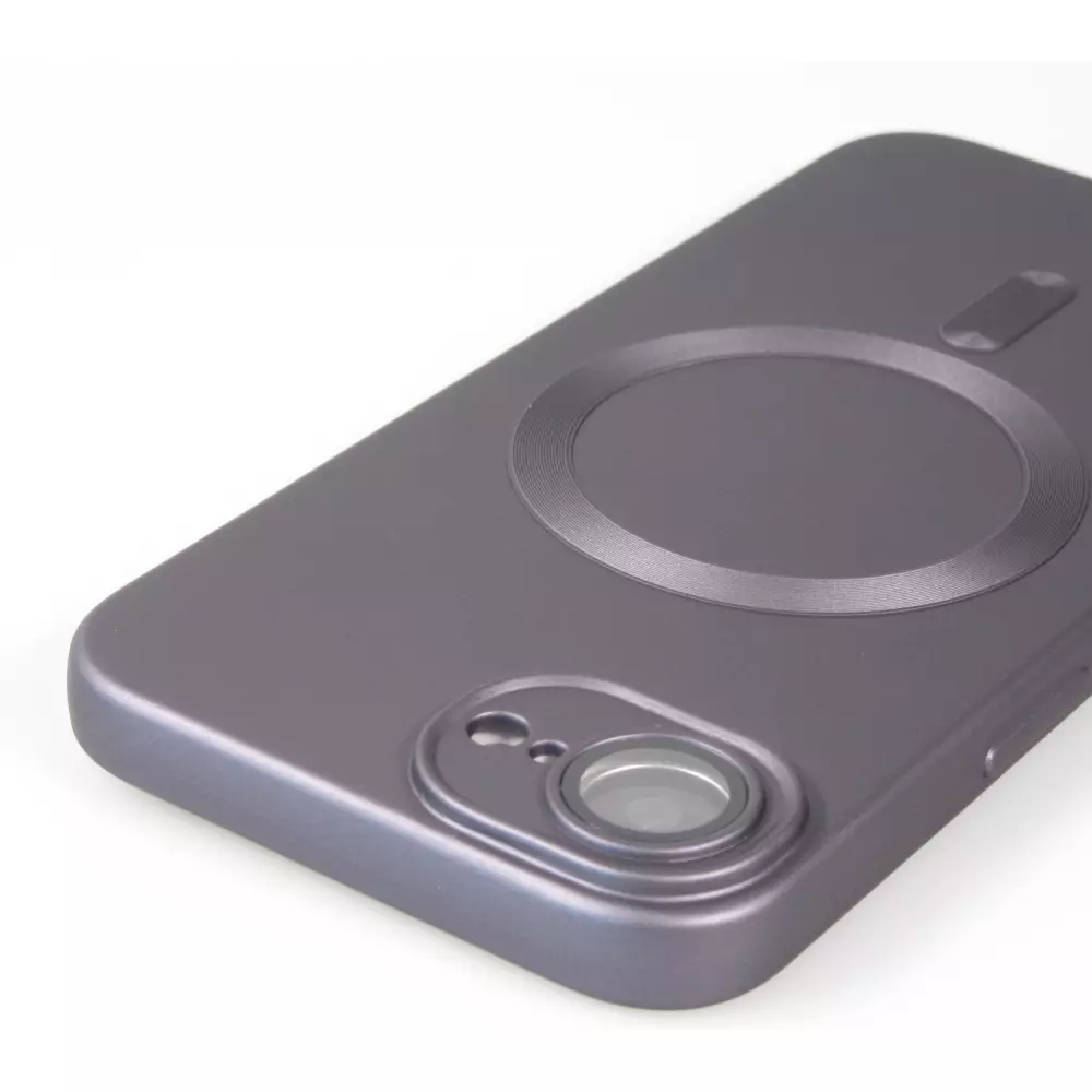 iPhone 16e Case H&uuml;lle - Gummi weich mit Kameraschutzglas MagSafe - Dunkelgrau