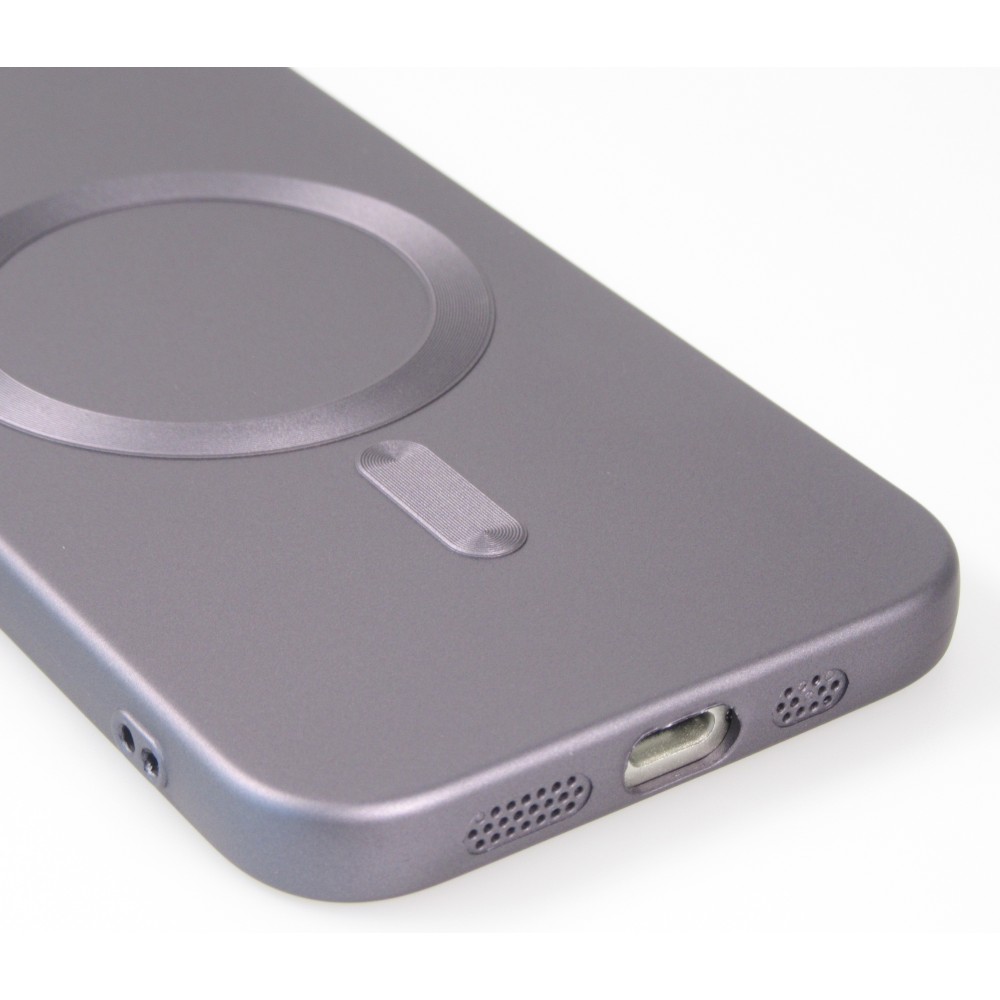 Coque iPhone 16e - Gel souple avec vitre de protection caméra MagSafe - Gris foncé
